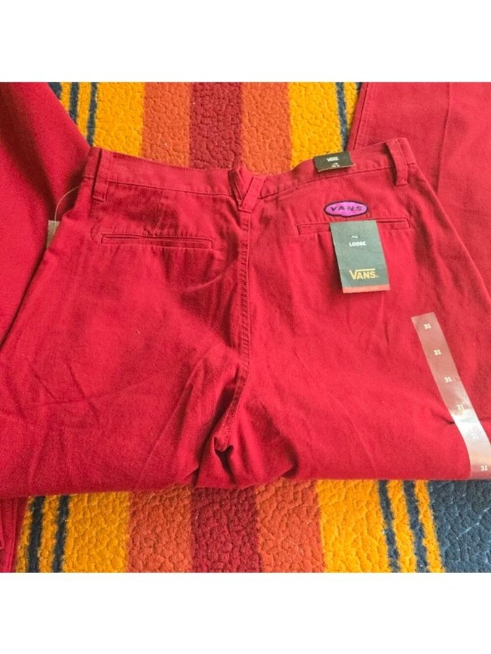 Vans Authentic Knost La Curren Chino Loose Fit Women 25 waist Red Cotton New 042 - Picture 10 of 11